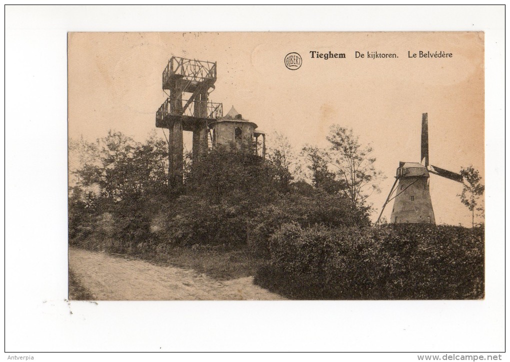 Tieghem De Kijktoren Met Molen Gelopen 1920 - Anzegem
