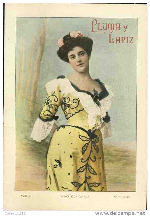 Revue Art Nouveau PLUMA Y LAPIZ, 1902 Num. 91. Au Dos, Repro Affiche FESTEGGLAMENTI 1902 TORINO, Carpunetto (.102435) - [1] Jusqu' à 1980