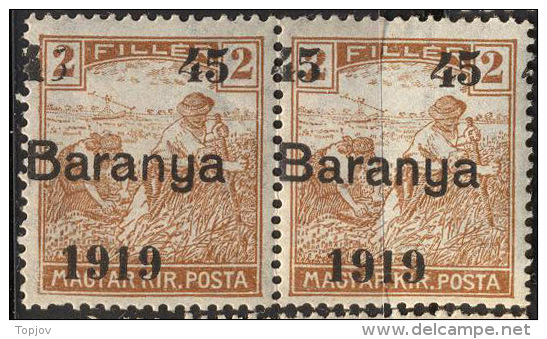 YUGOSLAVIA - UNGARN - CROATIA - BARANYA  - 45/2 Fil.  II+I Typ Ovpt -  "B" + ERROR Sans "5" - *MLH - 1919 - Ungebraucht