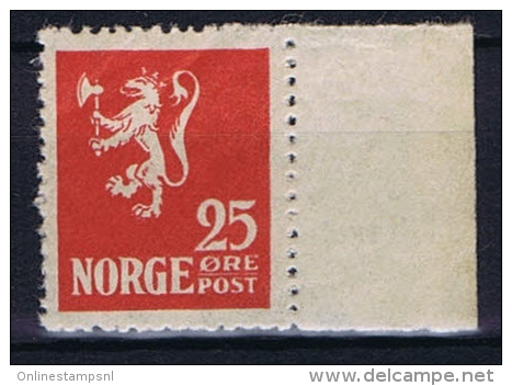 Norway: 1922 Mi Nr 107 MNH/** With Sheet Margin - Nuovi