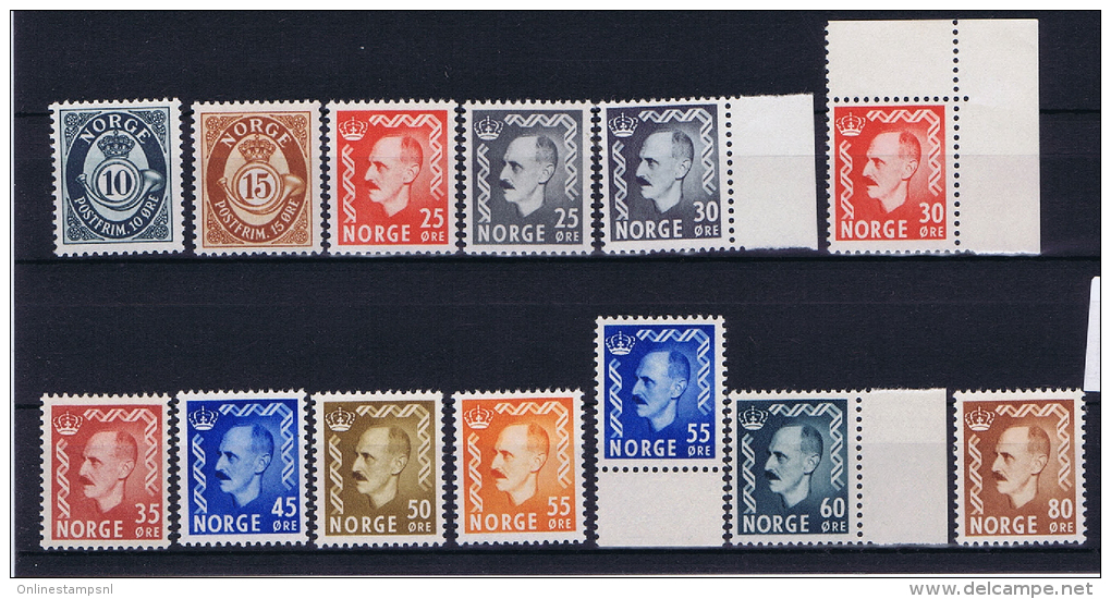 Norway: 1950 Mi Nr  353 - 368  MNH/**  Part Serie - Unused Stamps