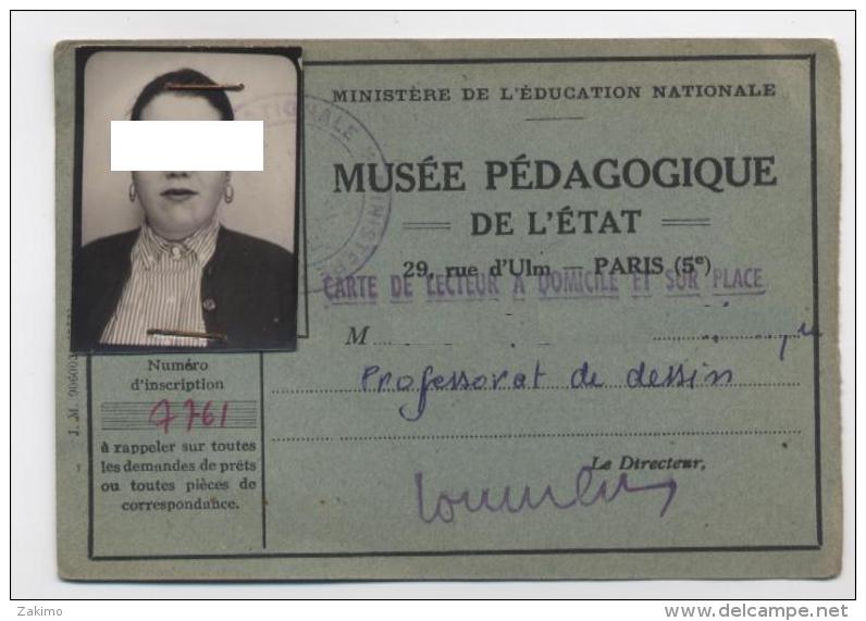 Carte De Proffesseur De Dessin De Paris 5  Pour Musee Pedagogique .AB3 - Diplomas Y Calificaciones Escolares