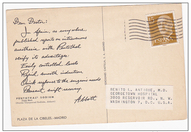 ADV: "Dear Doctor" PENTOTHAL Drug ; Plaza De La Cibles, MADRID, Spain, 50-70s - Madrid