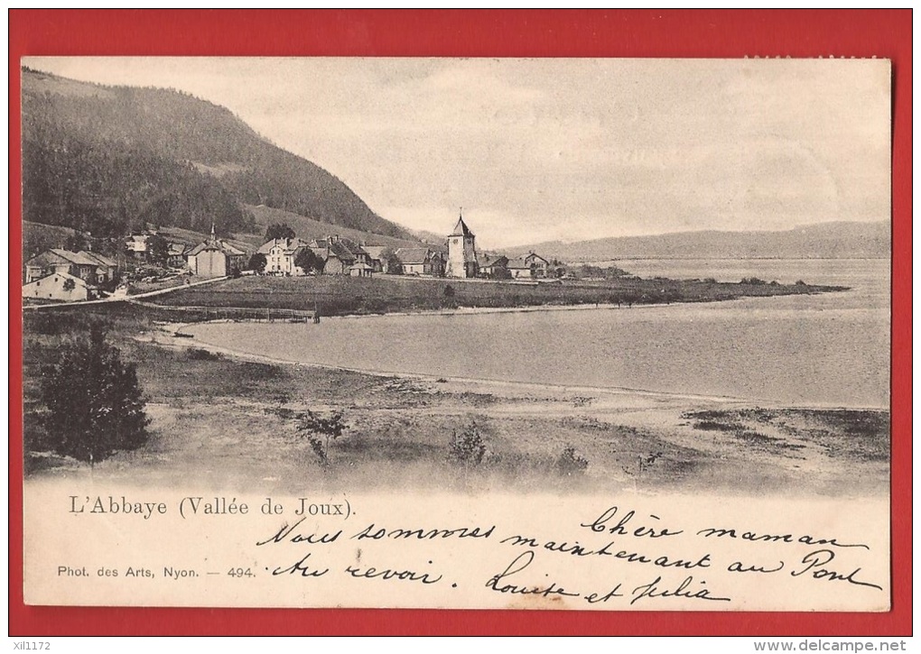 Z0381 L'Abbaye Vallée De Joux, Lac. Précurseur.Cachet Le Pont 1900. - L'Abbaye