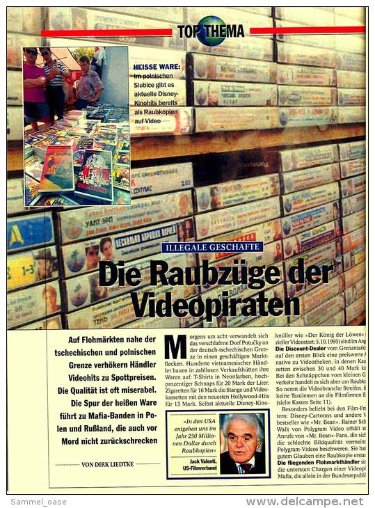 TV  Today  Zeitschrift  -  2.9. 1995  -  Mit Sean Connery Interview  -  Die Dunklen Geschäfte Der Video-Mafia - Film & TV