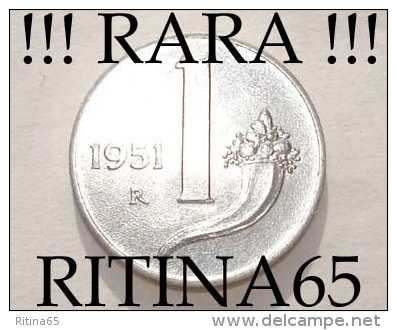 RARA !!! 1 LIRA 1951 FDC " CORNUCOPIA " !!! - 1 Lira