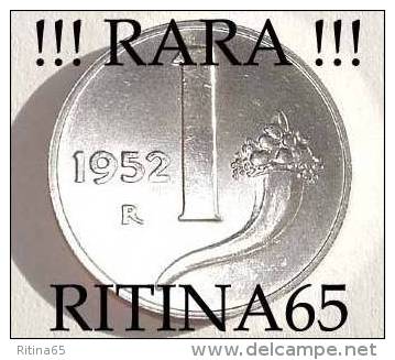 RARA !!! 1 LIRA 1952 FDC " CORNUCOPIA " !!! - 1 Lira