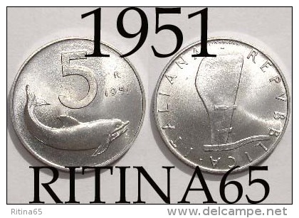 !!!  5 LIRE 1951 FDC " DELFINO " !!! - 5 Lire