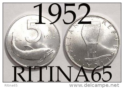 !!!  5 LIRE 1952 FDC " DELFINO " !!! - 5 Liras