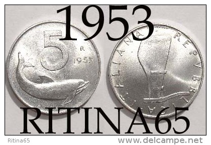!!!  5 LIRE 1953 FDC " DELFINO " !!! - 5 Lire