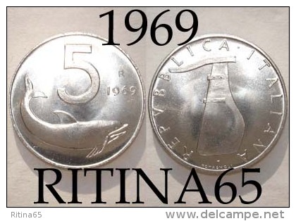 RARA !!! 5 LIRE 1969 FDC " DELFINO " !!! RARA - 5 Lire