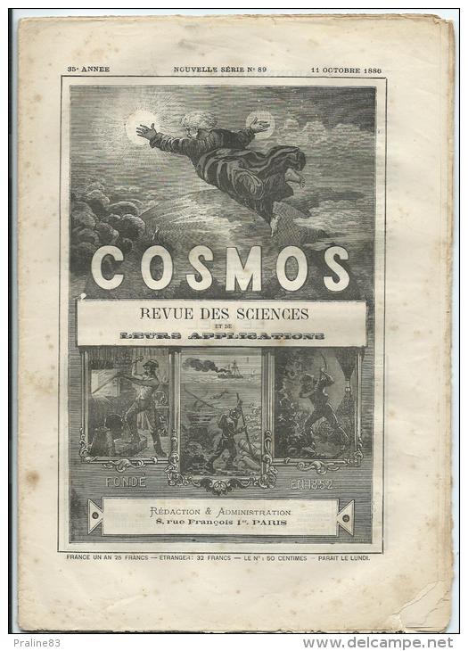 COSMOS -Revue Sciences Et Techniques N° 89 -11 Octobre 1886 -Cristal De Roche -Croiseur Iphigénie -Glytodon -Noir Absolu - Zeitschriften - Vor 1900