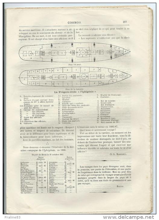 COSMOS -Revue sciences et techniques N° 89 -11 Octobre 1886 -Cristal de Roche -Croiseur Iphigénie -Glytodon -Noir absolu