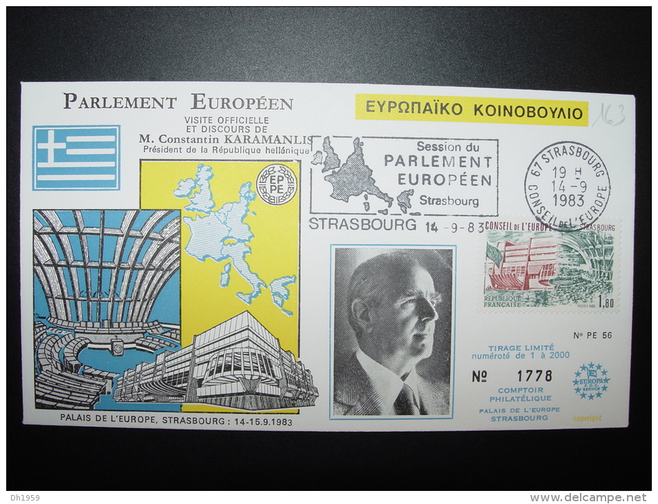 KARAMANLIS GRECE GRIECHENLAND GREECE  FDC CONSEIL DE L´EUROPE LIMITED EDITION LIMITE - Lettres & Documents