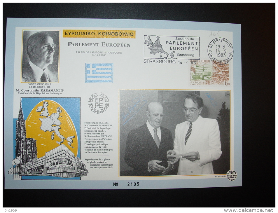 KARAMANLIS NIKOLAOU GRECE GRIECHENLAND GREECE FDC CONSEIL DE L´EUROPE LIMITED EDITION LIMITE - Covers & Documents