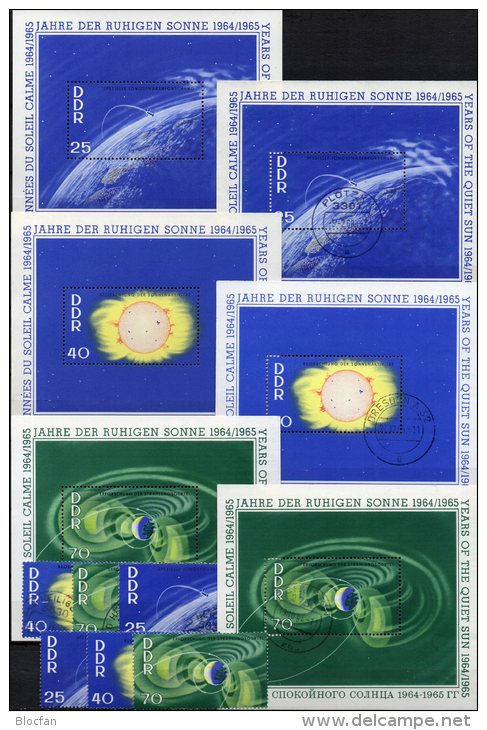 Ruhige Sonne 1964 DDR 1081/3,Block 20-22 ** Plus O 54€ Erde Satellit Rakete Wolke Blocchi Bf Space Bloc Sheet Of Germany - Rusia & URSS