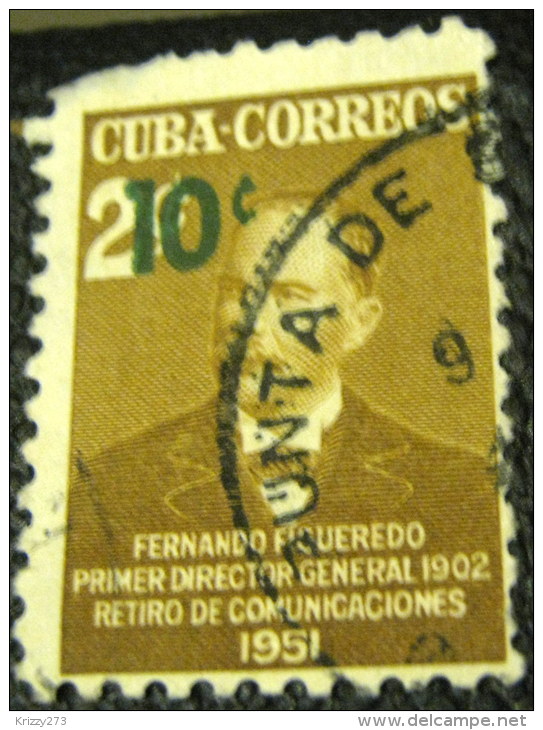 Cuba 1952 Fernando Figueredo 2c Overprinted 10c - Used - Oblitérés
