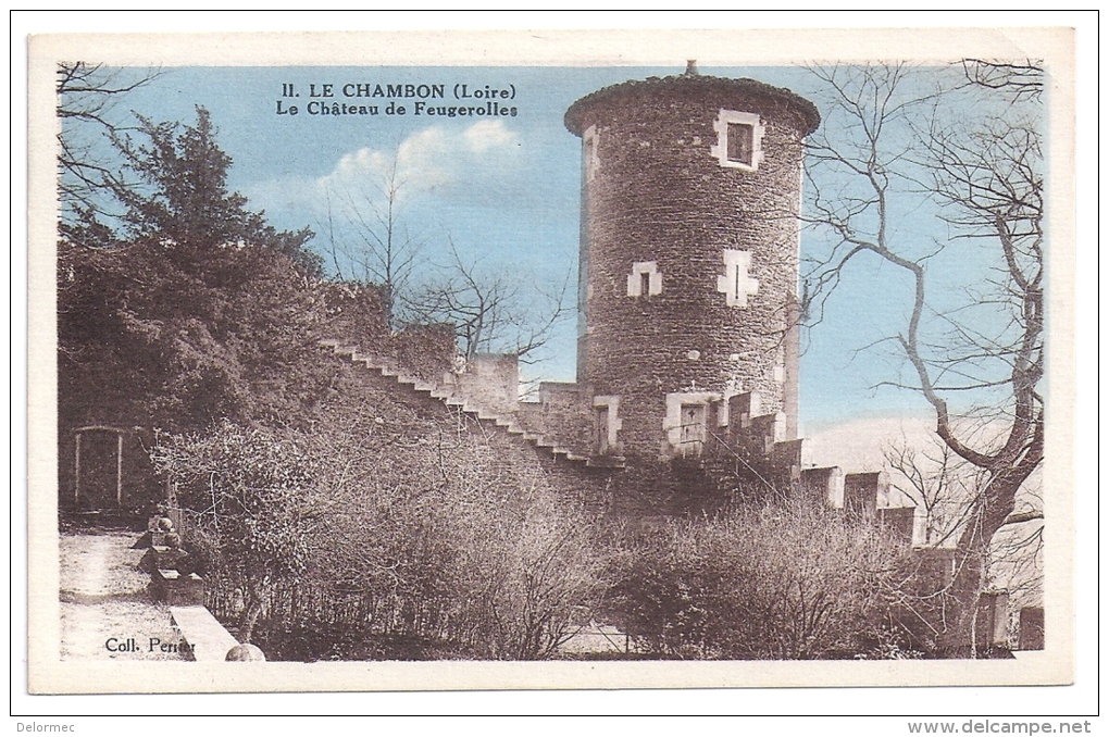 CPSM Colorisée Le Chambon Feugerolles Loire 42 Le Château édit Perrier - Le Chambon Feugerolles