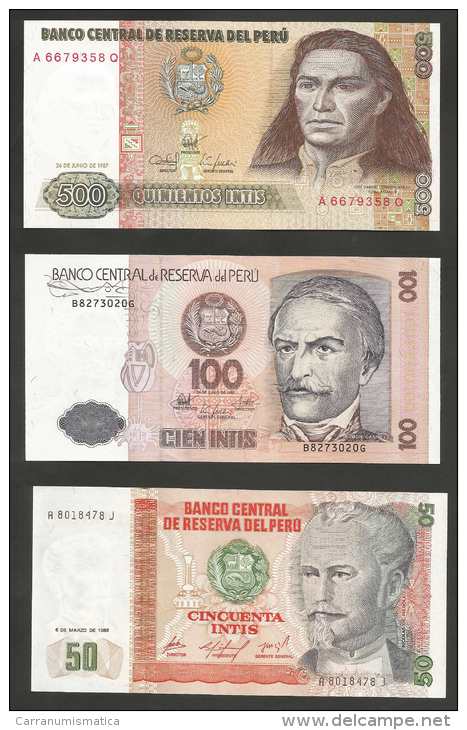 BANCO CENTRAL DE RESERVA DEL PERU' - LOT Of 6 UNC Banknotes (Intis - Soles De Oro) - Perù
