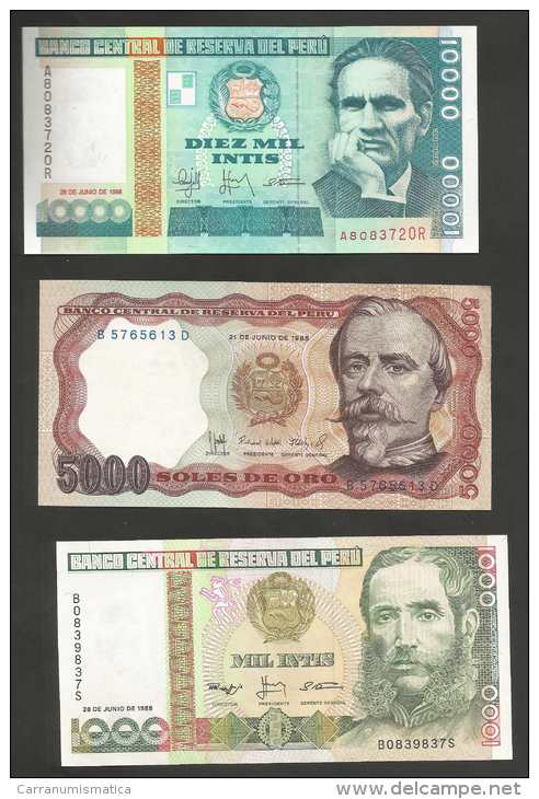 BANCO CENTRAL DE RESERVA DEL PERU' - LOT Of 6 UNC Banknotes (Intis - Soles De Oro) - Perù