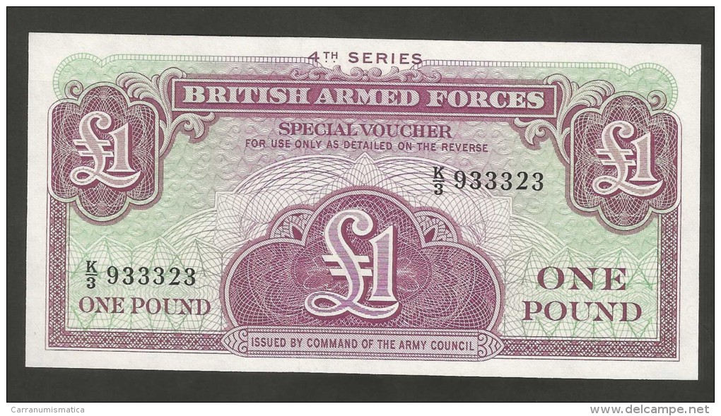 BRITISH ARMED FORCES (Special Voucher) - ONE POUND (4th Series) - British Troepen & Speciale Documenten
