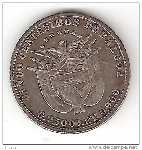 *panama  5 Centesimos  1916  Km 2 Vf   Rare Coin !!!!! - Panama