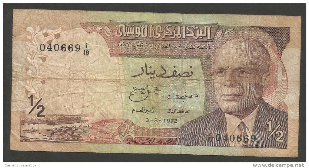 BANQUE CENTRALE DE TUNISIE - DEMI DINAR (03/08/1972) BOURGUIBA - Tunesien