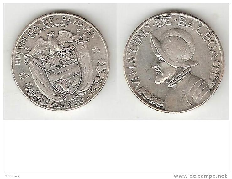 *panama  1/10 Balboa  1930  Km 10.1  Unc !!!!!catalog Val 85 $ - Panama