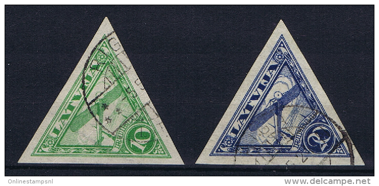 Latvija/Letland: 1921, Mi 75-76  B Used Airmail - Letland