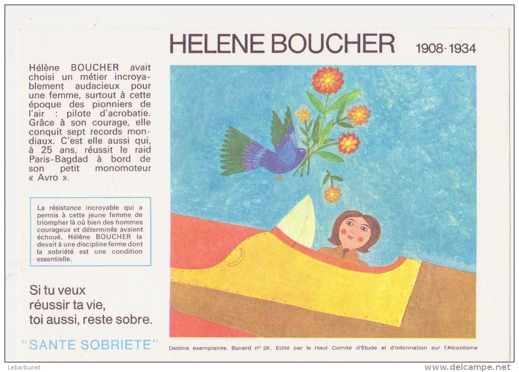 Buvard Ancien  "lutte Contre L'alcool" Aviation : Hélène Boucher - A