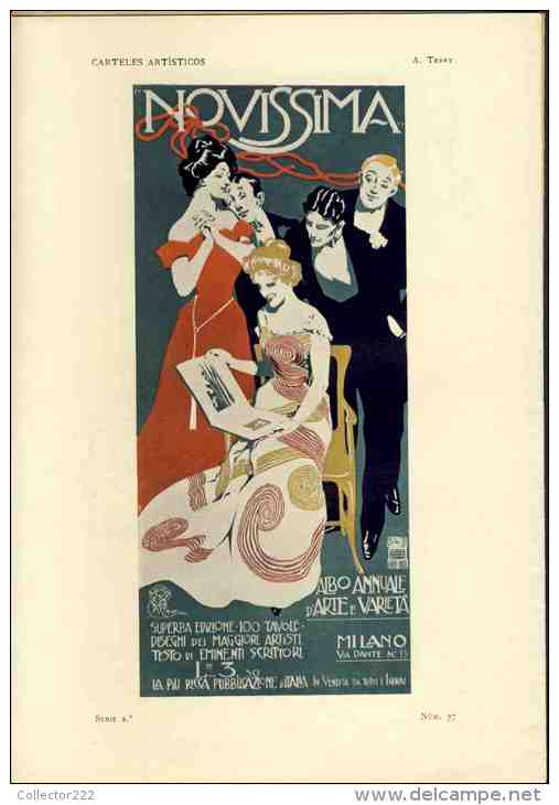 Revue Art Nouveau PLUMA Y LAPIZ, 1902 Num. 98. Au Dos, Repro Affiche NOVISSIMA, MILANO, Par A.Terry (102441) - [1] Jusqu' à 1980