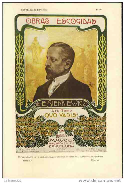 Revue Art Nouveau PLUMA Y LAPIZ, 1902 Num. 105. Au Dos, Repro Affiche OBRAS ESCOGIDAS E.SIENKIEWICZ. Yuges (102446) - [1] Jusqu' à 1980