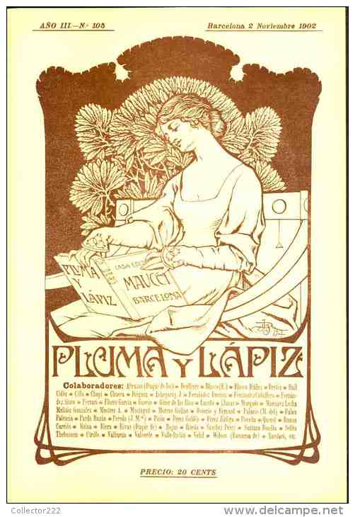 Revue Art Nouveau PLUMA Y LAPIZ, 1902 Num. 105. Au Dos, Repro Affiche OBRAS ESCOGIDAS E.SIENKIEWICZ. Yuges (102446) - [1] Hasta 1980