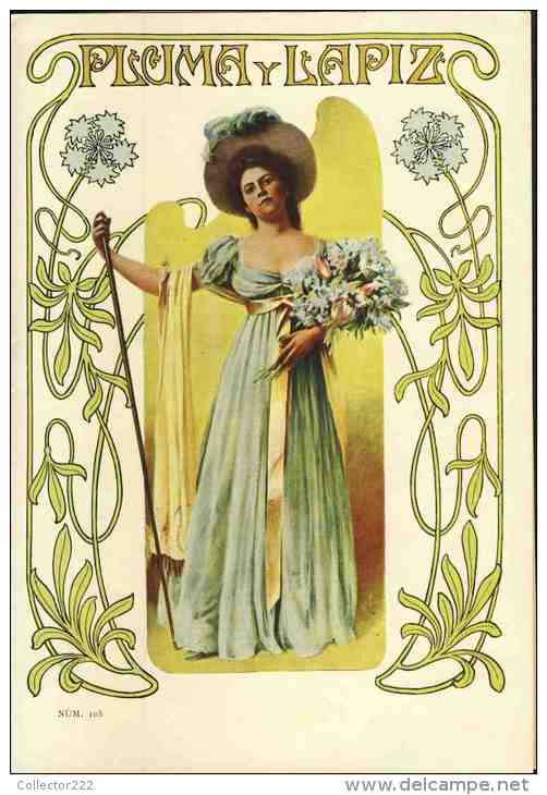 Revue Art Nouveau PLUMA Y LAPIZ, 1902 Num. 105. Au Dos, Repro Affiche OBRAS ESCOGIDAS E.SIENKIEWICZ. Yuges (102446) - [1] Bis 1980