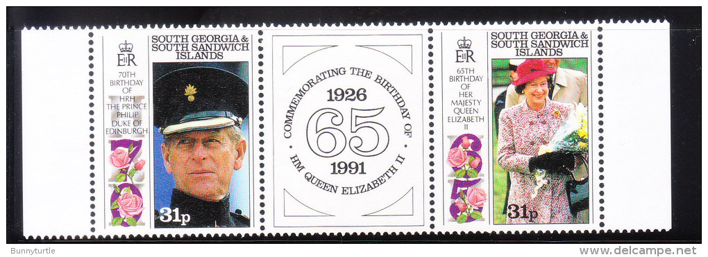 South Georgia 1991 QE II & Prince Philip Birthdays Pair MNH - Géorgie Du Sud