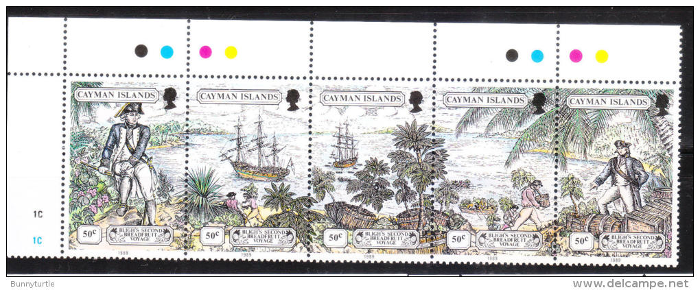 Cayman Islands 1989 Mutiny On The Bounty Strip MNH - Kaimaninseln