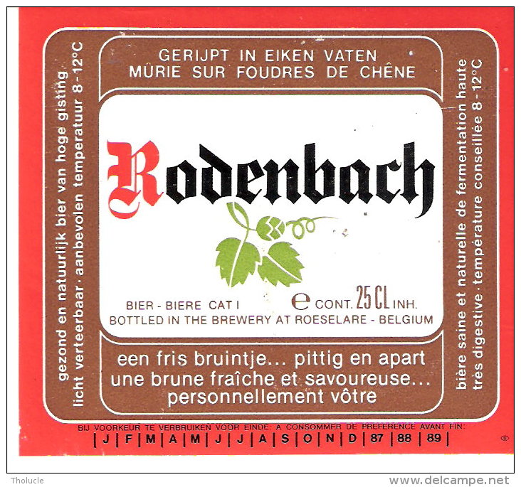 Etiquette Ancienne -Brasserie-Bière- Rodenbach-Roeselare  Belgium-dimensions: 9x8 Cm - Beer