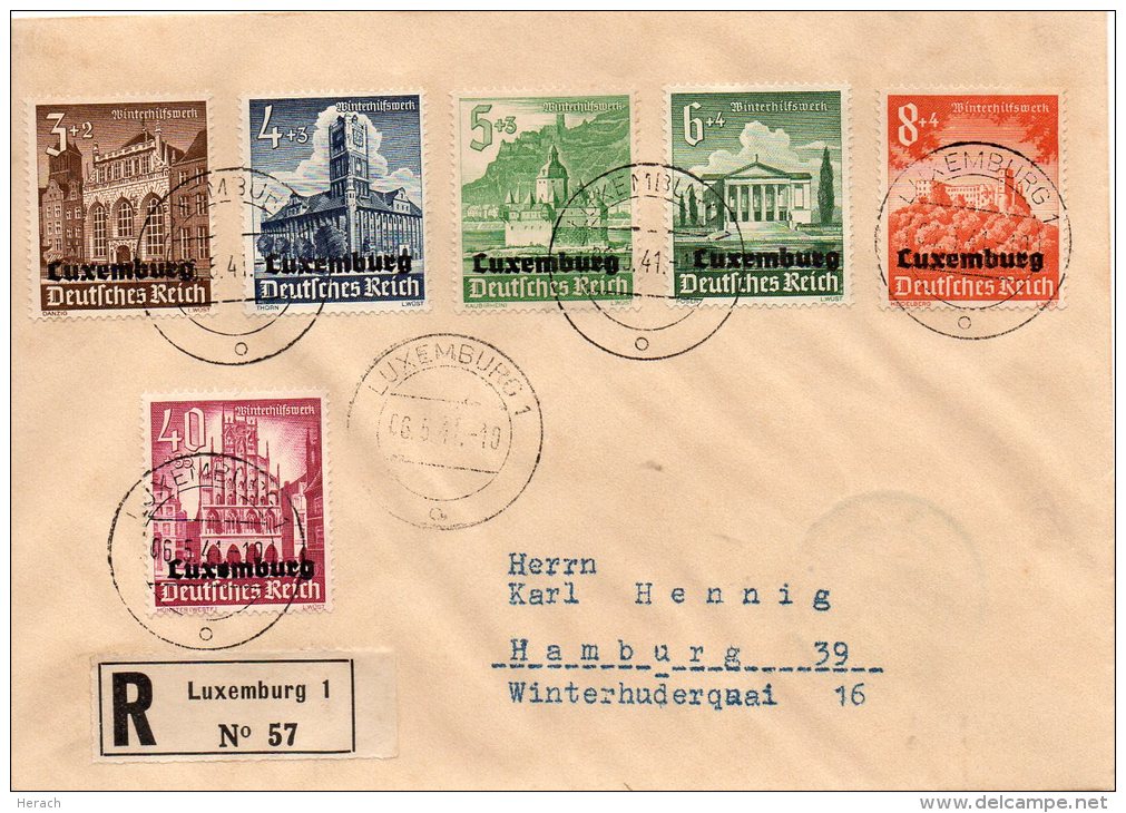LUXEMBOURG LETTRE RECOMMANDEE POUR L'ALLEMAGNE 1944 - 1940-1944 German Occupation