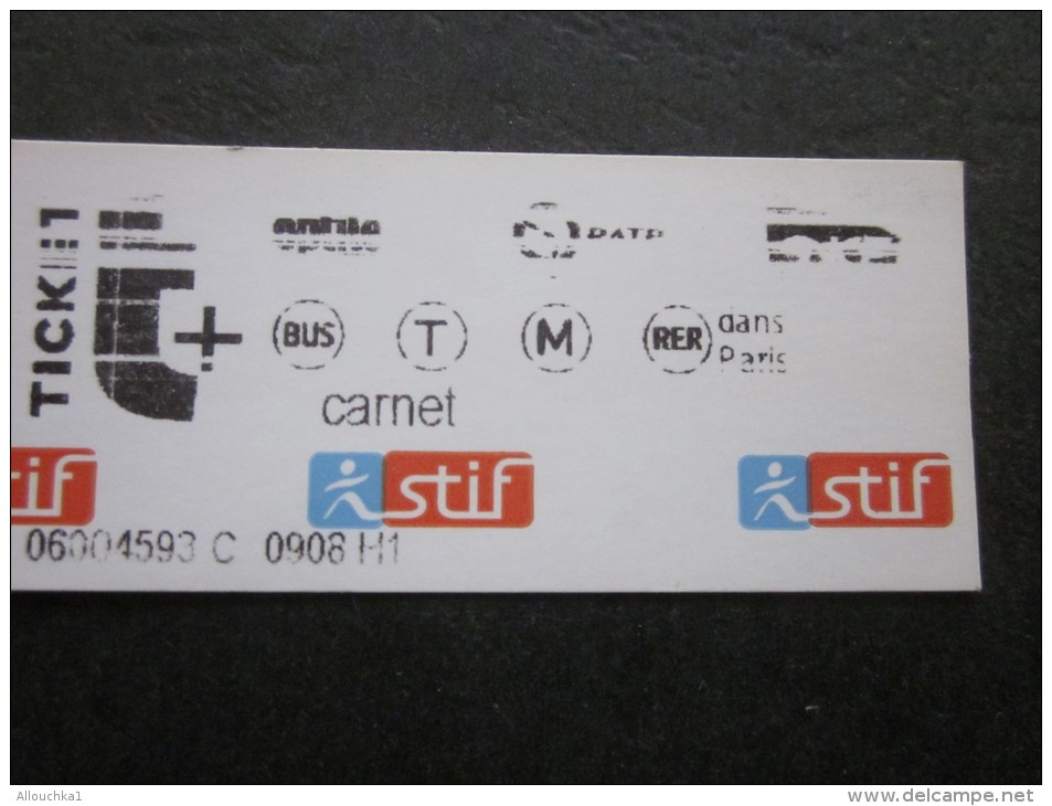 Ticket Billet Titre De Transport Métro  Bus RER &gt;&gt; Société STIF - Europa