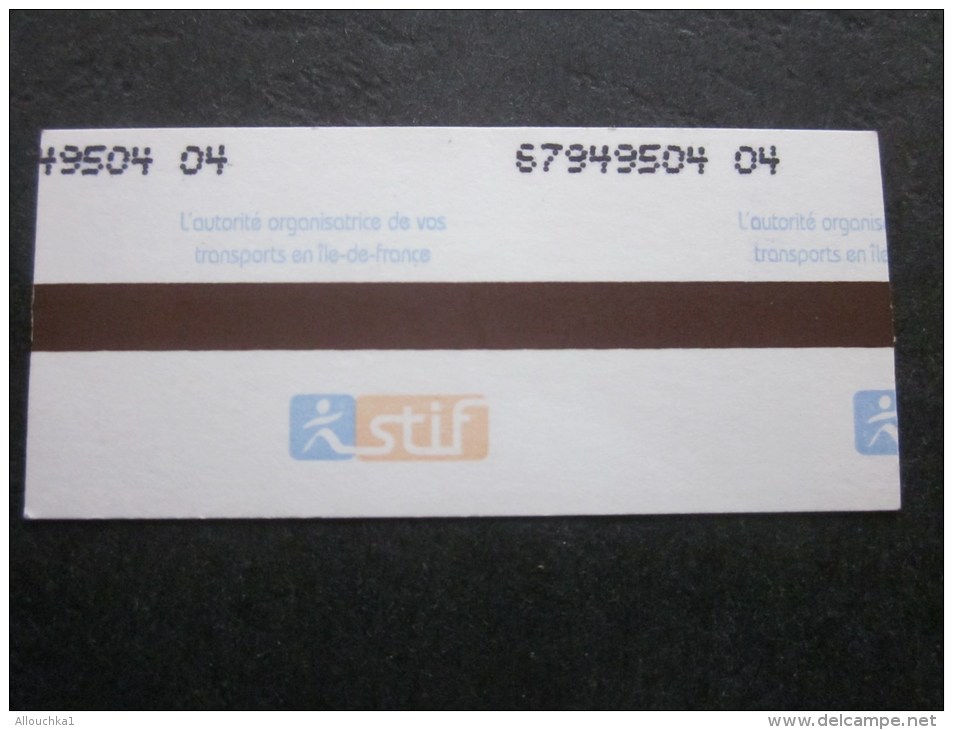 Ticket Billet Titre De Transport Métro  Bus RER &gt;&gt; Société STIF - Europa