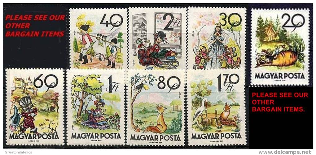 HUNGARY 1960 FAIRY TALES SC#1338-45 MNH ANIMALS, CATS - Fairy Tales, Popular Stories & Legends