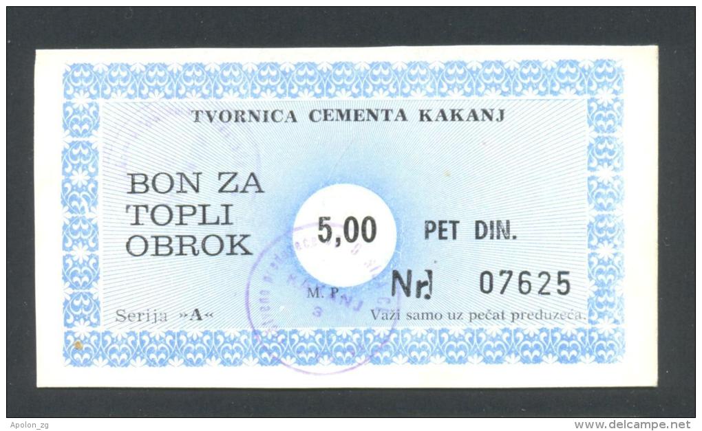 BOSNIA - BOSNIEN UND HERZEGOWINA:  KAKANJ, Cement Factory, 5 Dinara ND(1992) AUNC *Rare Local Note. - Bosnien-Herzegowina