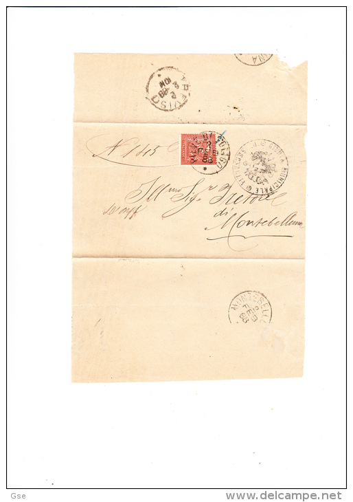 ITALIA  1888  - Sassone 15 Su Documento Da  Pieve Di Soligo A Montebelluna - Storia Postale