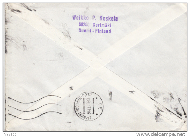 CHURCH, HORSE WITH SLEDGE, CASTLE POSTMARK, STAMPS ON COVER, 1976, FINLAND - Briefe U. Dokumente