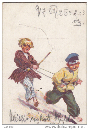 WAR PRIZONERS POSTCARD, CHILDREN PLAYING, CENSORED, 1917, AUSTRIA - Guerre Mondiale (Première)