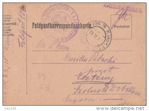 REGIMENT PORTMARK, WAR PRISONERS POSTCARD, CENSORED, 1915, AUSTRIA - WW1 (I Guerra Mundial)