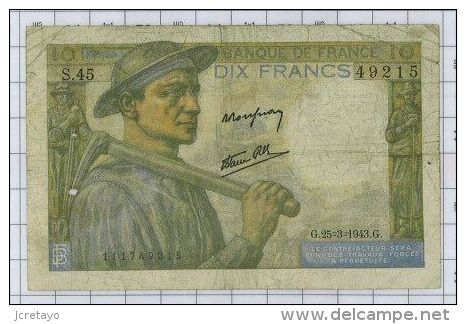 10 Francs Mineur, Ref Fayette 8-8, état TB-TTB - 10 F 1941-1949 ''Mineur''