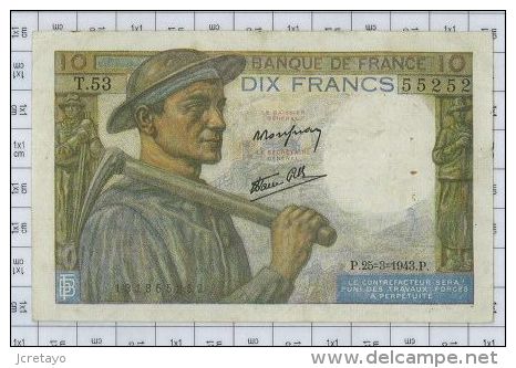 10 Francs Mineur, Ref Fayette 8-8, état TTB+ - 10 F 1941-1949 ''Mineur''