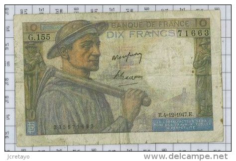 10 Francs Mineur, Ref Fayette 8-19, état TB-TTB - 10 F 1941-1949 ''Mineur''