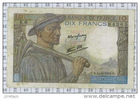 10 Francs Mineur, Ref Fayette 8-3, état TTB+ - 10 F 1941-1949 ''Mineur''